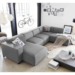 Clearance Wohnen 324x70x195 Wohnlandschaft in Hellgrau - Brianco