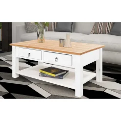 Discount Wohnen 110x45x60 Wohnziimmer Tisch mit zwei Schubladen - Syntia