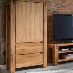 Online Wohnen 79x155x45 Wohnzimmer Schrank aus Eiche Massivholz - Tailuv