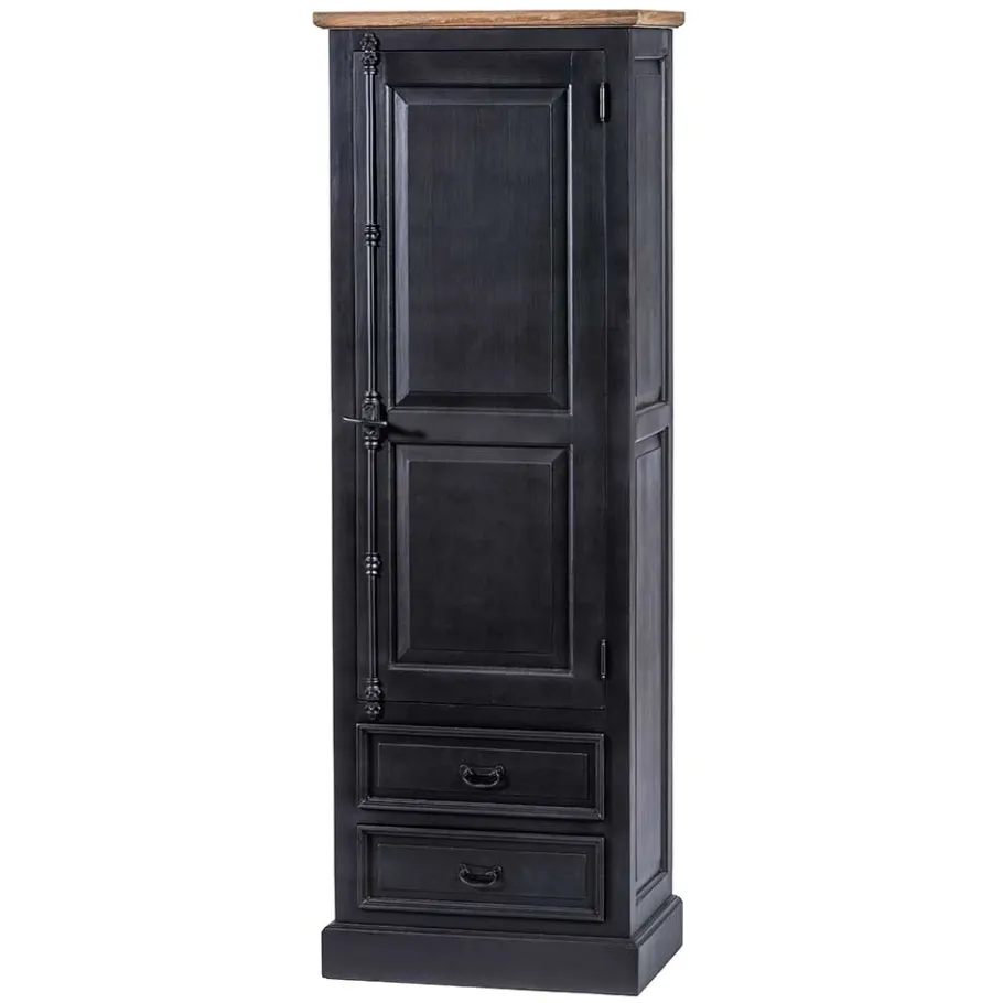 Wohnen 61x180x42 Wohnzimmer Schrank in Schwarz & Teak - Niovan