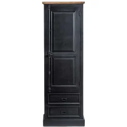 Wohnen 61x180x42 Wohnzimmer Schrank in Schwarz & Teak - Niovan