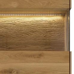 Clearance Wohnen 63x208x44 Wohnzimmer Vitrine aus Wildeiche massiv - Obinson