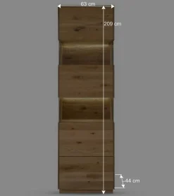 Clearance Wohnen 63x208x44 Wohnzimmer Vitrine aus Wildeiche massiv - Obinson
