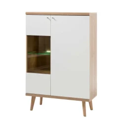 Clearance Wohnen 90x134x40 Wohnzimmerschrank in Weiß & Eiche - Cablos