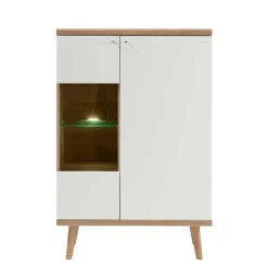 Clearance Wohnen 90x134x40 Wohnzimmerschrank in Weiß & Eiche - Cablos