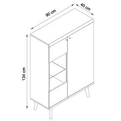 Clearance Wohnen 90x134x40 Wohnzimmerschrank in Weiß & Eiche - Cablos