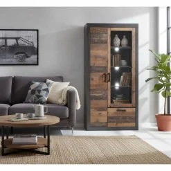 Clearance Wohnen 97x201x40 Wohnzimmerschrank mit Glastür - Timuras