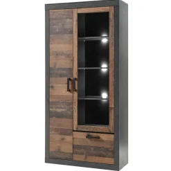 Clearance Wohnen 97x201x40 Wohnzimmerschrank mit Glastür - Timuras