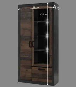 Clearance Wohnen 97x201x40 Wohnzimmerschrank mit Glastür - Timuras