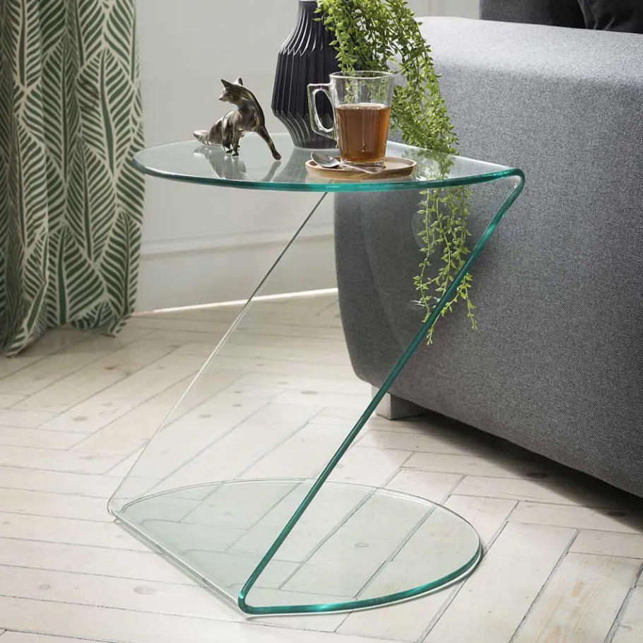 Online Wohnen Z-Design Beistelltisch aus Sicherheitsglas - Melma