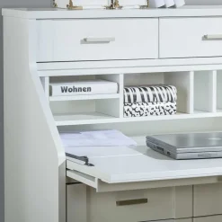 Discount Wohnen Zeitloser Sekretär Schrank in Weiß lackiert - Ballon