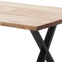 Outlet Wohnen Zerreiche Tisch mit Naturkante und X-Füßen - Yelna