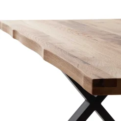 Outlet Wohnen Zerreiche Tisch mit Naturkante und X-Füßen - Yelna