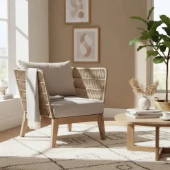 Best Wohnen Zwei Lounge Sessel Jelaninos mit Holz & Geflecht (2er Set)