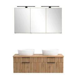 Wohnen Zweifach-Waschtisch und Spiegelschrank - Crystoga (zweiteilig)
