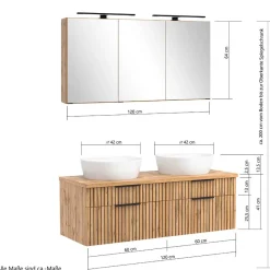 Wohnen Zweifach-Waschtisch und Spiegelschrank - Crystoga (zweiteilig)