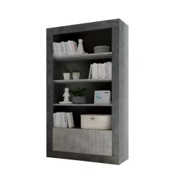 New Wohnen Zweifarbiges Standregal in Grau Dekor - Seciona
