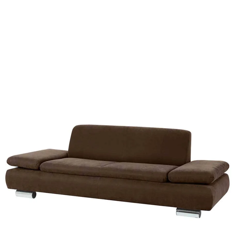 Wohnen Zweisitzer Sofa in Braun mit Chrom - Delnoto