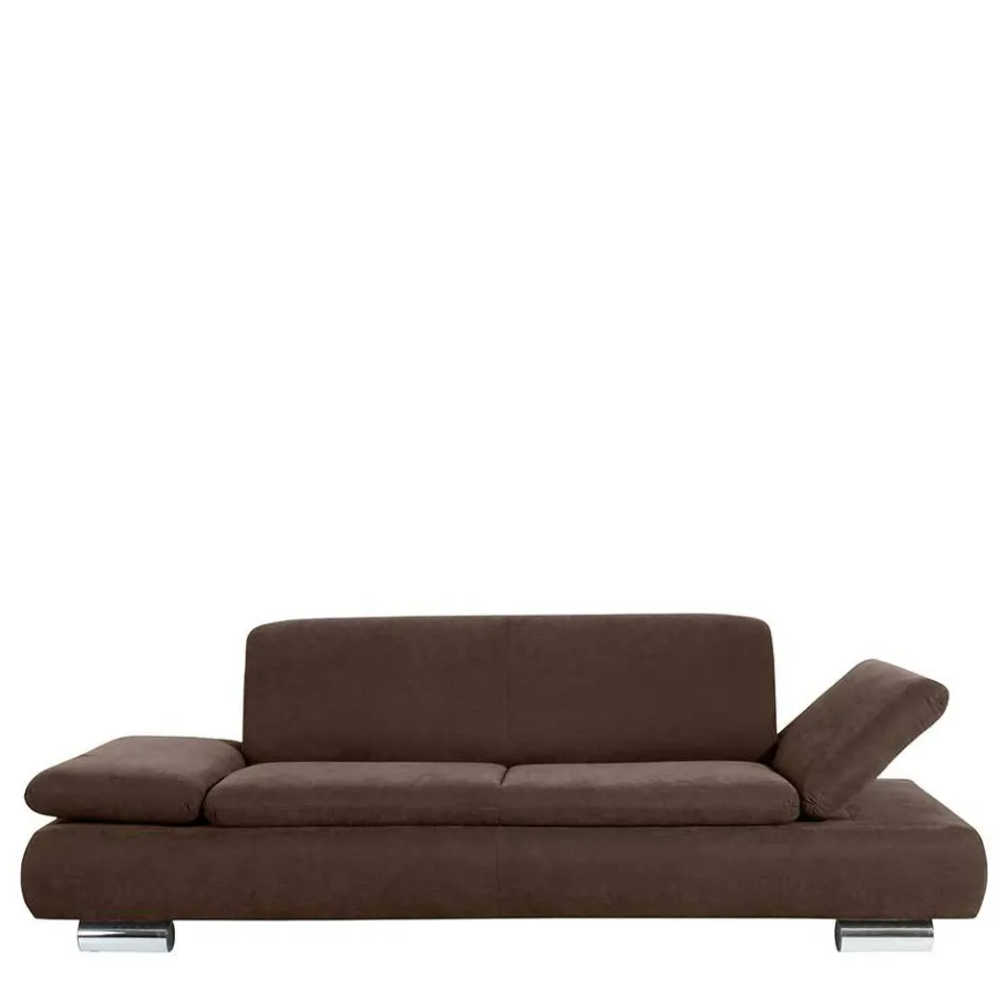 Wohnen Zweisitzer Sofa in Braun mit Chrom - Delnoto