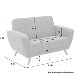Sale Wohnen Zweisitzer Sofa in Grau Microfaser - Durencas