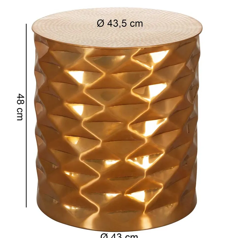 Hot Wohnen Zylinderform Metalltisch in Gold - Tunes