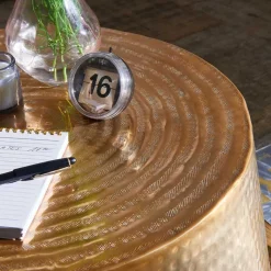 New Wohnen Zylinderform Sofatisch in Gold lackiert - Dronja