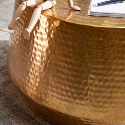 New Wohnen Zylinderform Sofatisch in Gold lackiert - Dronja